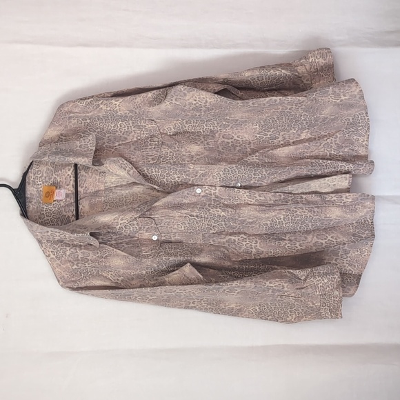 Ruby Rd Woman Brown Gold Metallic Leopard print Button Up Size 20W - Picture 1 of 4